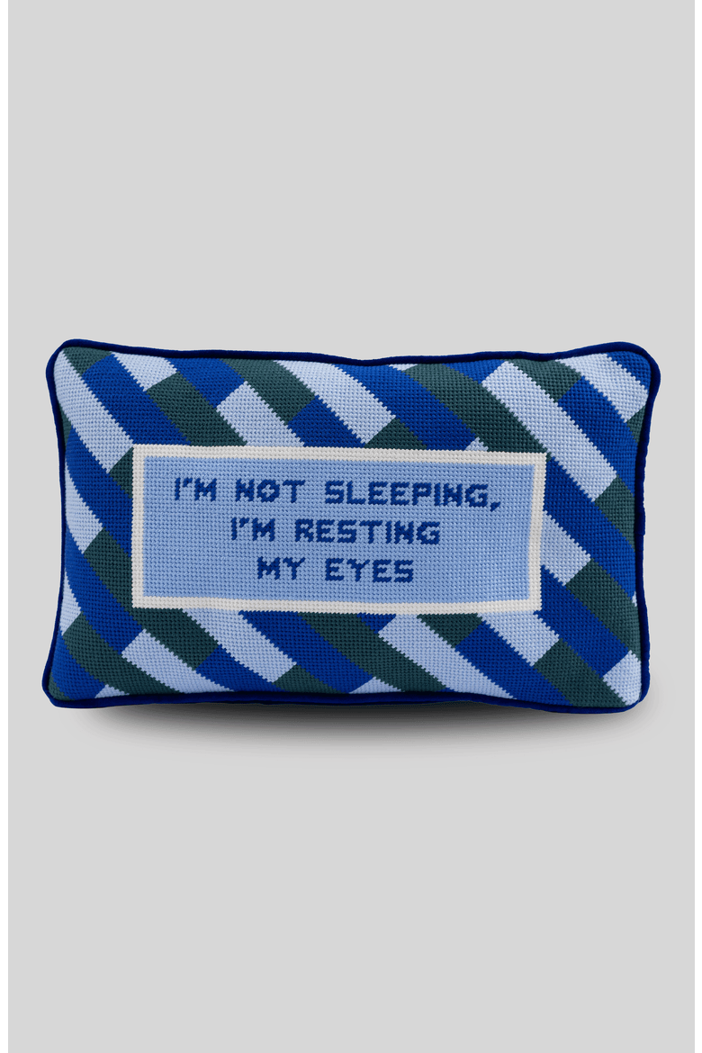 Eyes Resting Needlepoint Pillow, Main, color, Eyes Resting