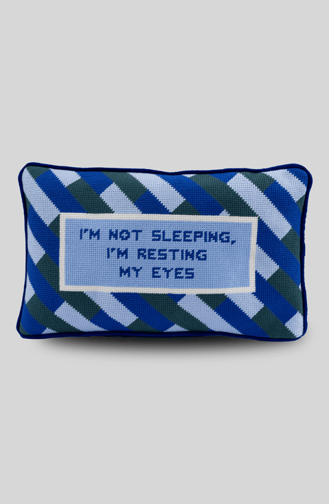 Eyes Resting Needlepoint Pillow