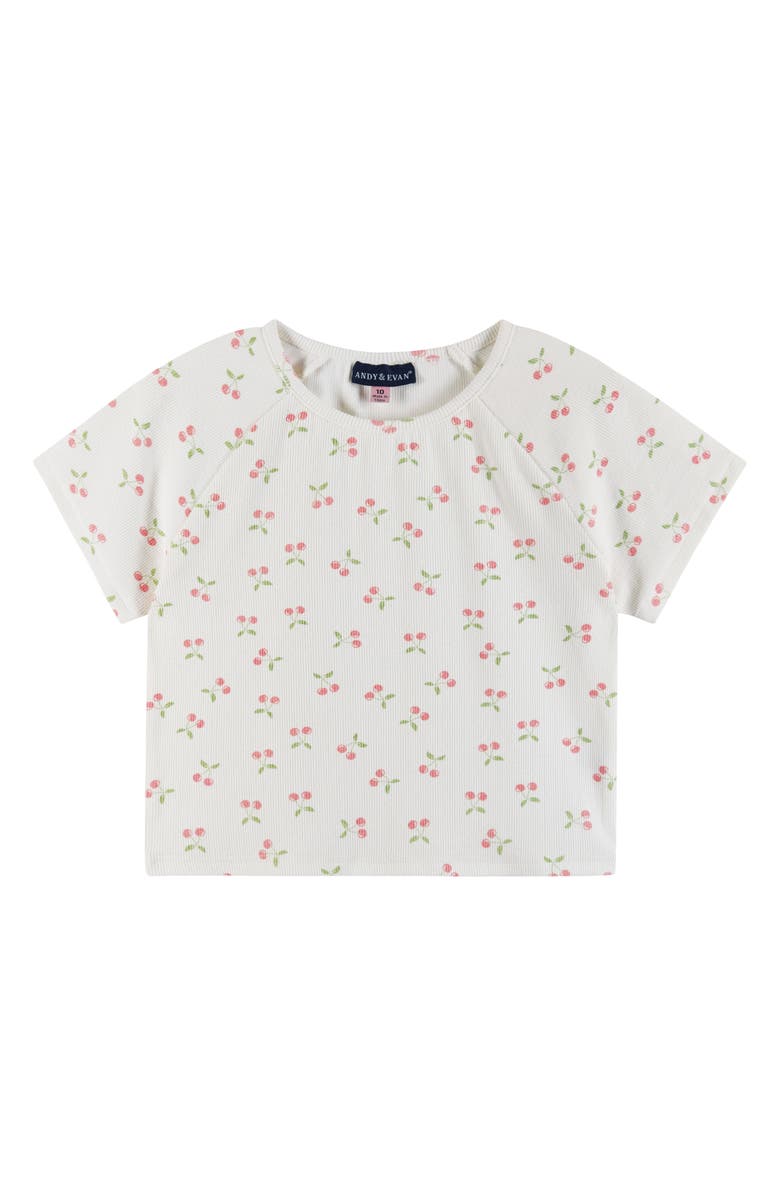 Andy & Evan Kids' Cherry Stripe Cotton Short Pajamas, Alternate, color,