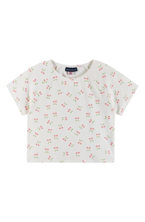 Andy & Evan Kids' Cherry Stripe Cotton Short Pajamas In White