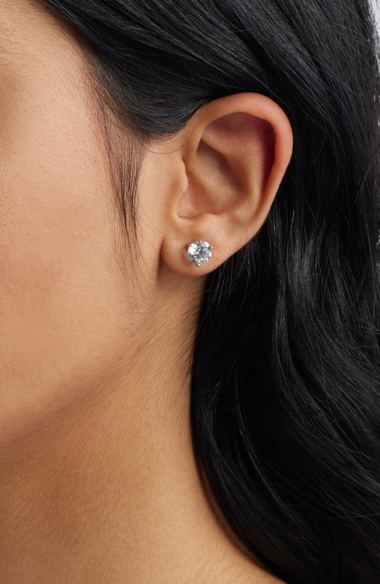 Nordstrom Cubic Zirconia Stud Earrings - 3ct., Alternate, color, Platinum