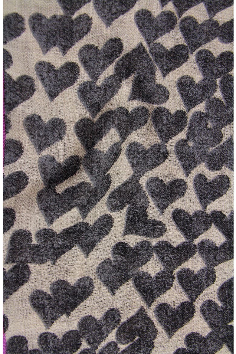 Heart Wool & Silk Scarf, Alternate, color, CHARCOAL