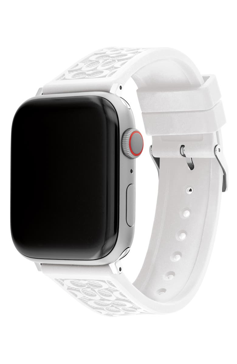 COACH Silicone Apple Watch<sup>®</sup> Strap, Alternate, color, White
