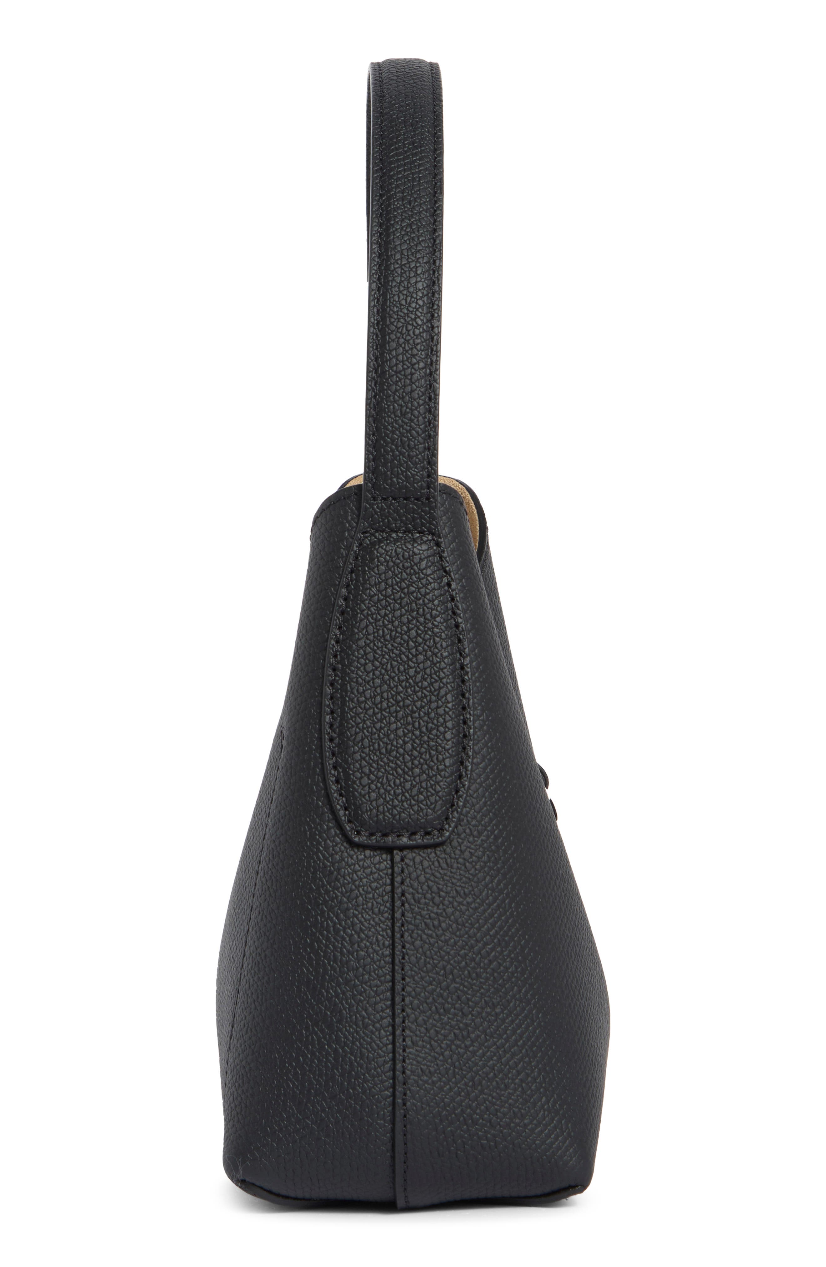 Extra Small Le Roseau Leather Hobo Bag, Alternate, color, BLACK