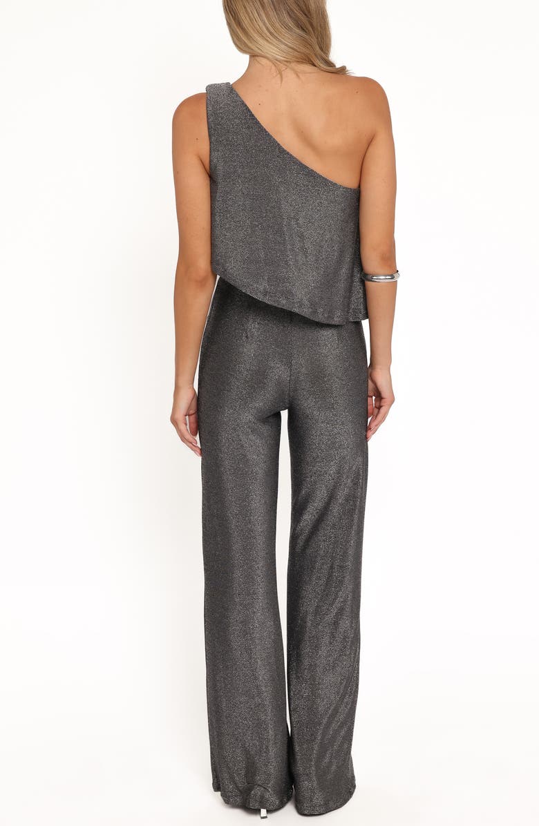 Petal & Pup Anna Metallic One-Shoulder Flare Jumpsuit, Alternate, color,
