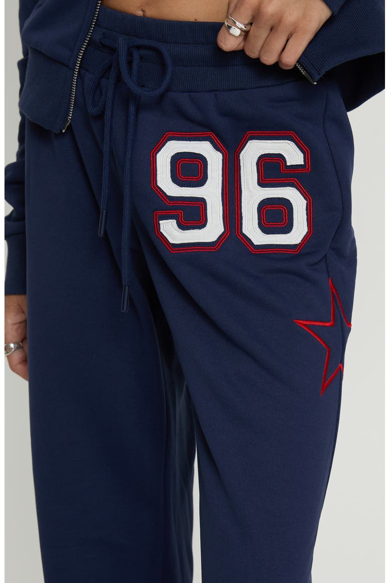 Kari Distressed Patch Track Pants, Alternate, color, MULTI