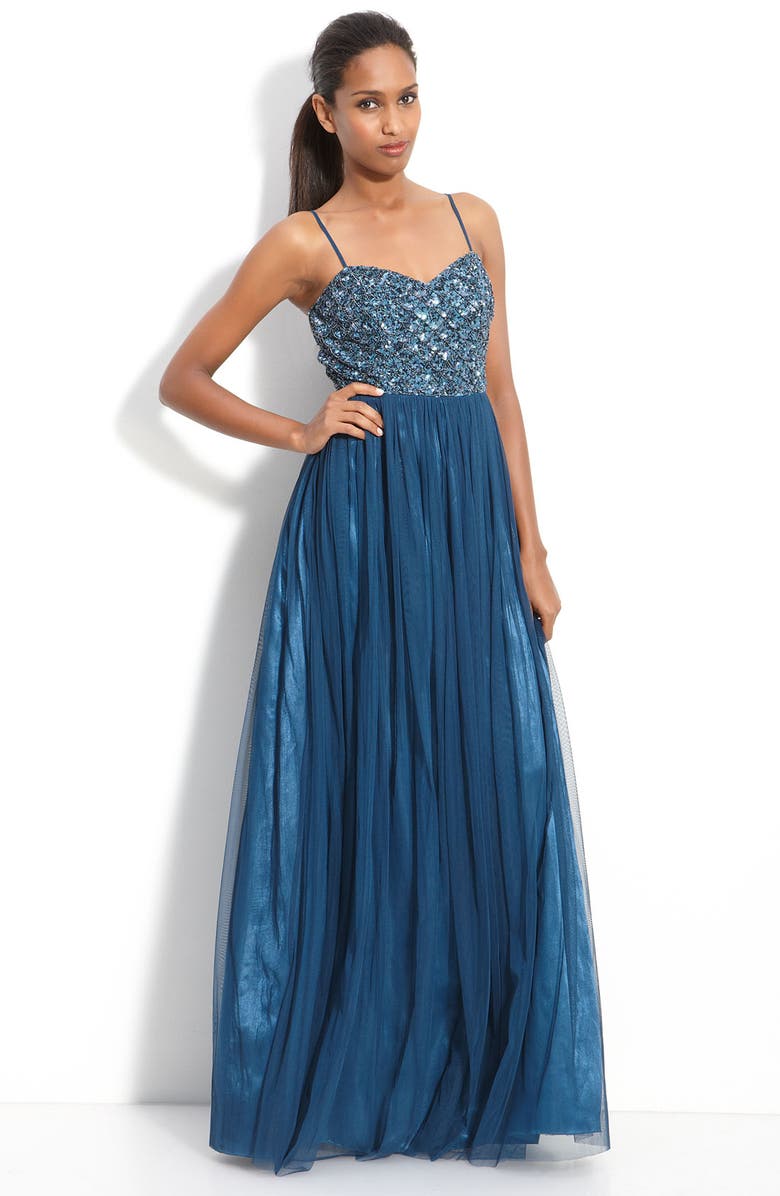 Adrianna Papell Jeweled Tulle Gown, Main, color,