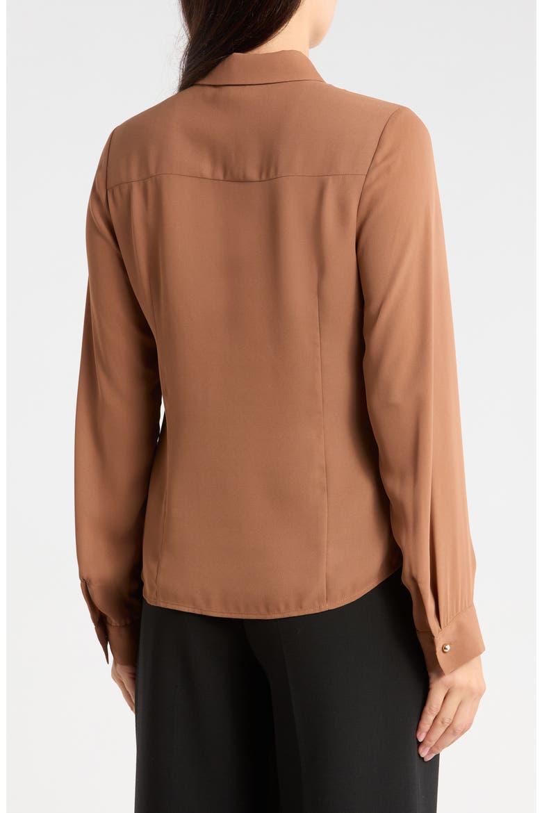 Velvet Tie Neck Georgette Shirt, Alternate, color, ACORN