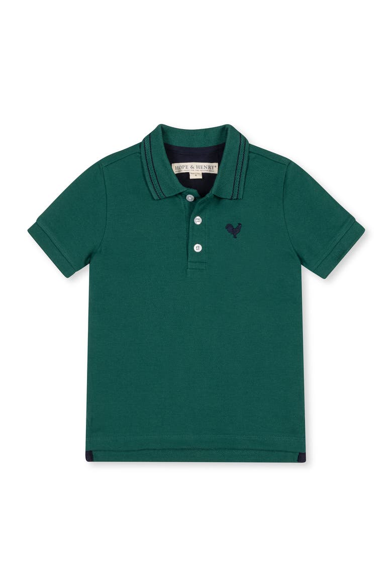 Kids' Organic Short Sleeve Knit Pique Polo Shirt, Main, color, Green