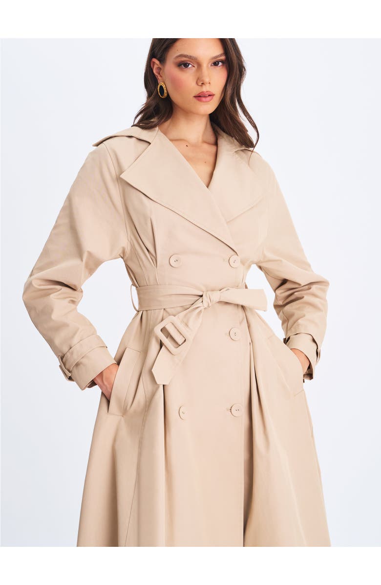 Miss Circle Ulila Double-Breasted Pleated Cotton-Blend Trench Coat, Alternate, color, Beige