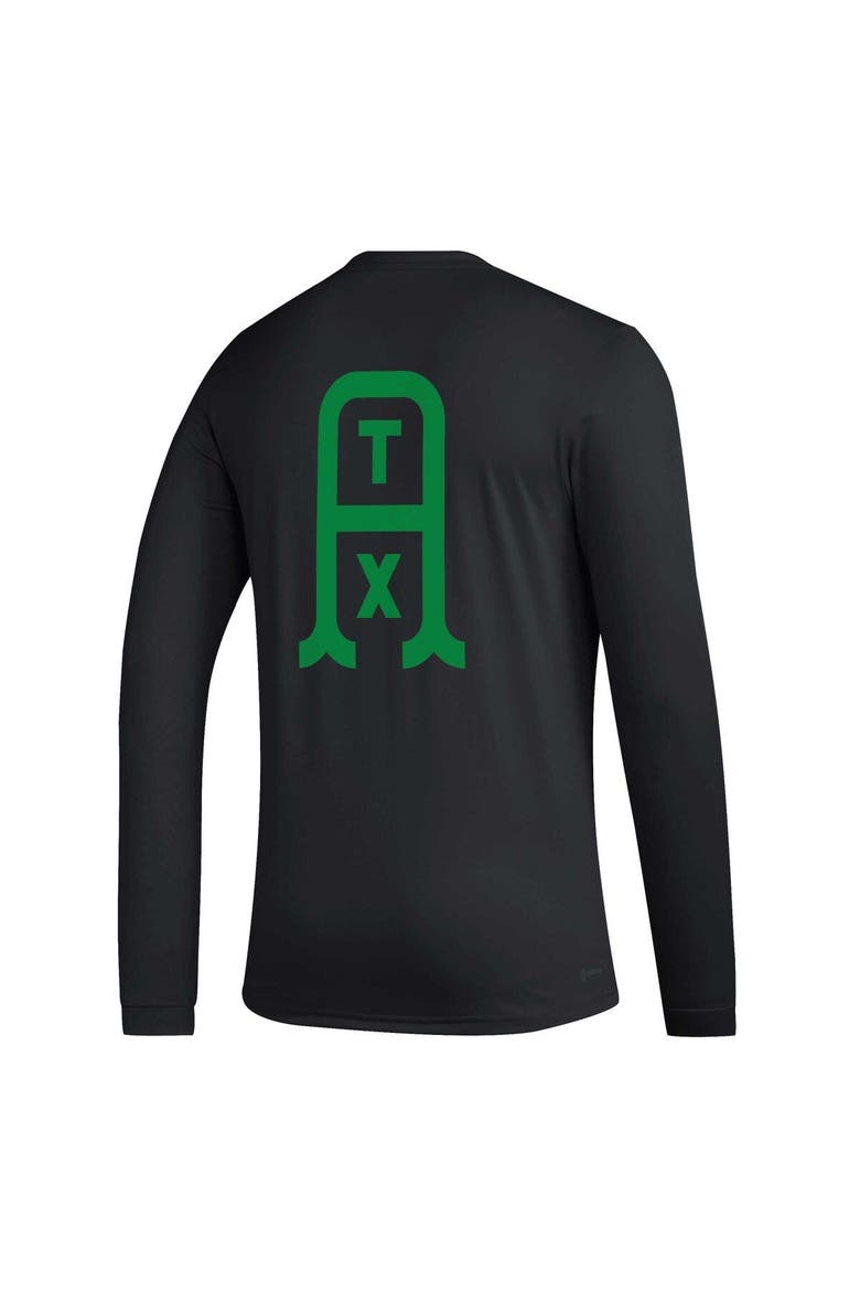 Men's adidas Black Austin FC Jersey Hook AEROREADY Long Sleeve T-Shirt, Alternate, color, Black