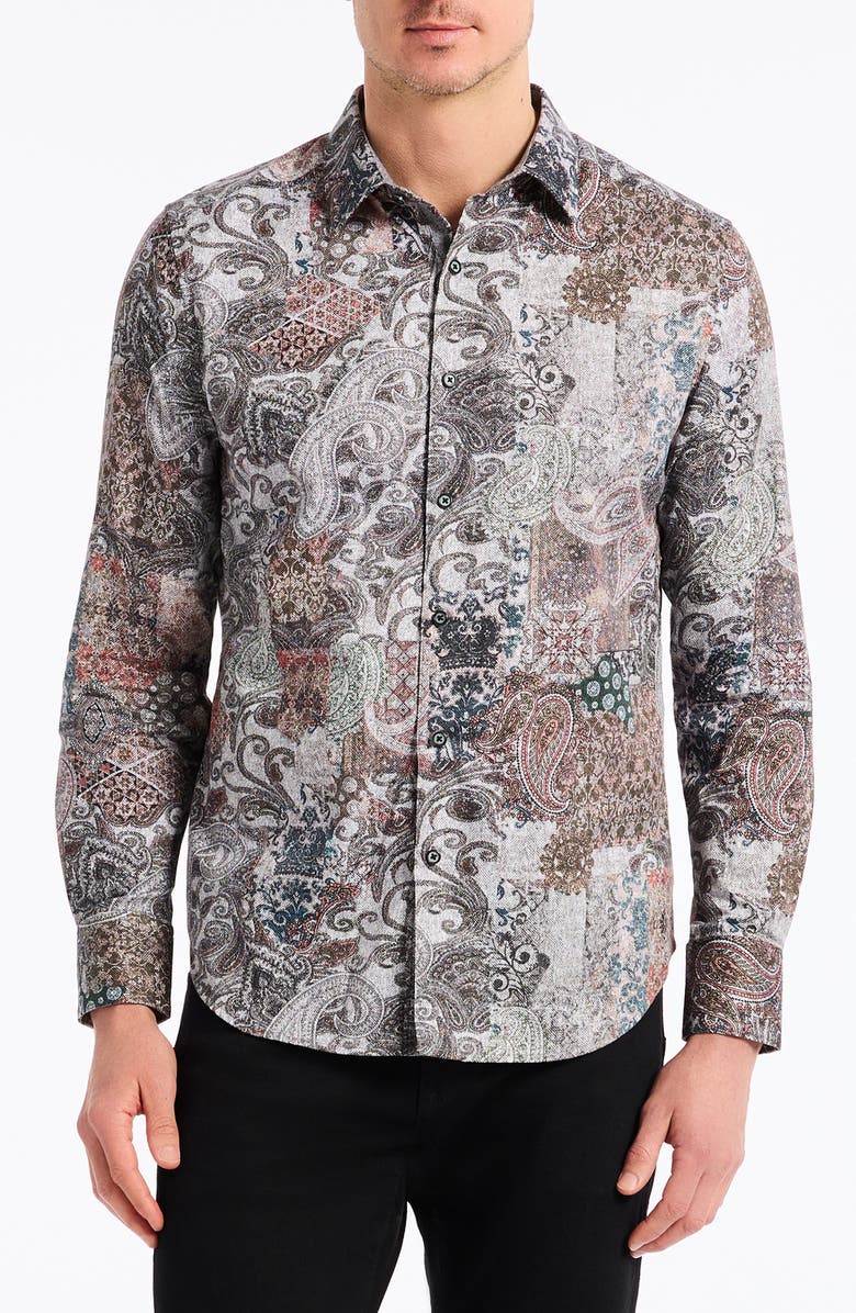 Robert Graham Remsen Paisley Stretch Cotton Button-Up Shirt, Main, color, 