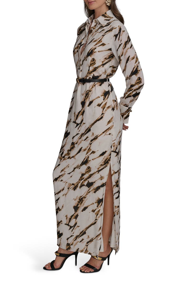 Long Sleeve Belted Shirtdress, Alternate, color, BLACK/ FAWN MULTI