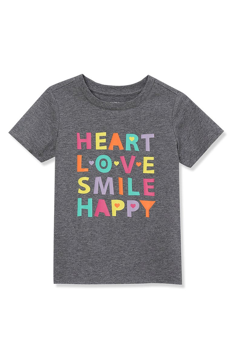 Lands' End Girls Graphic Tee, Main, color, Heart Happy Charcoal Heather