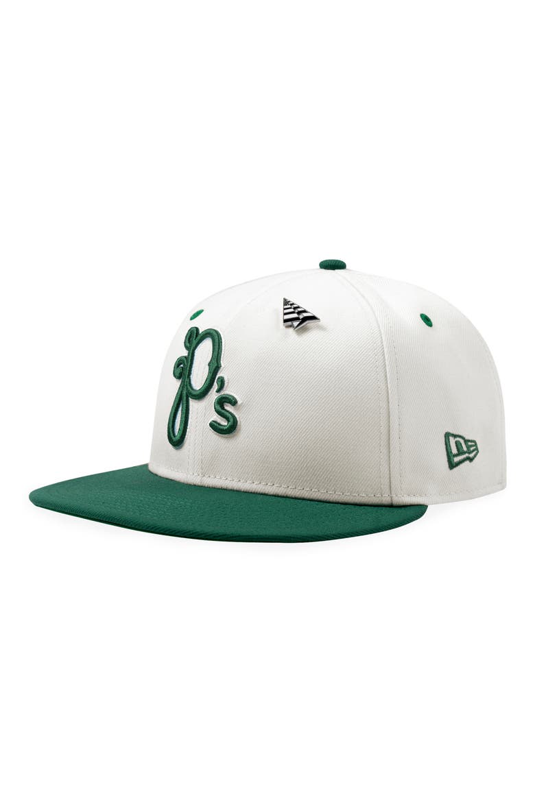 P Logo 9FIFTY Twill Snapback Cap, Alternate, color, CHROME WHITE/ DRK GREEN