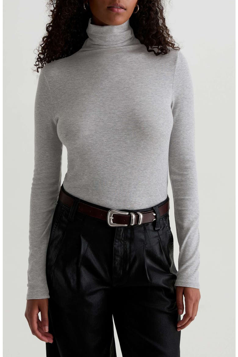 Chels Ribbed Turtleneck Sweater, Main, color, HEATHER GREY