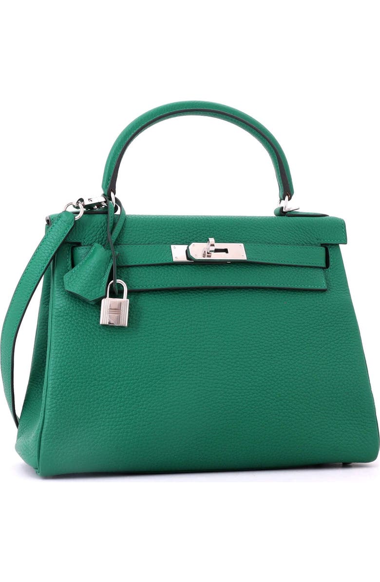 Pre-Owned Hermes Kelly Handbag Green Togo with Palladium Hardware 28, Alternate, color, Vert Vertigo