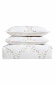 Laura Ashley Floral Embroidered Cotton Quilt Set