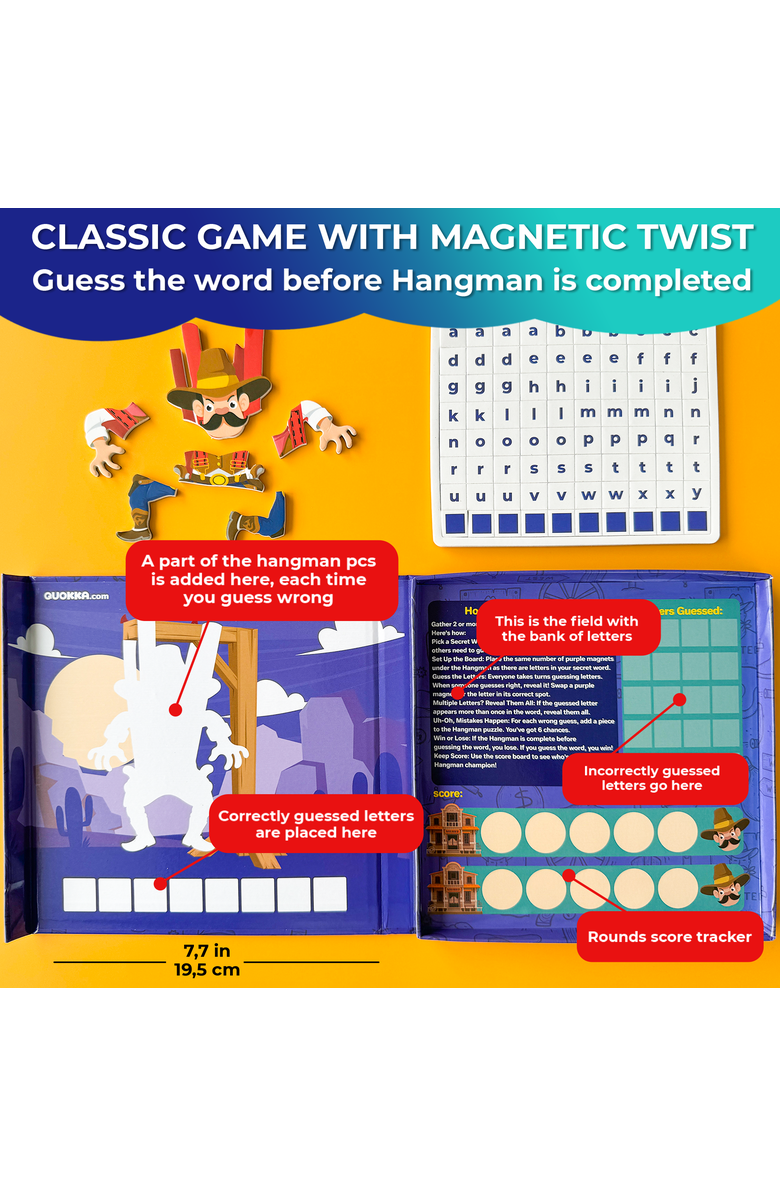 Quokka Magnetic Travel Games Collection for Kids, Alternate, color, Hangman