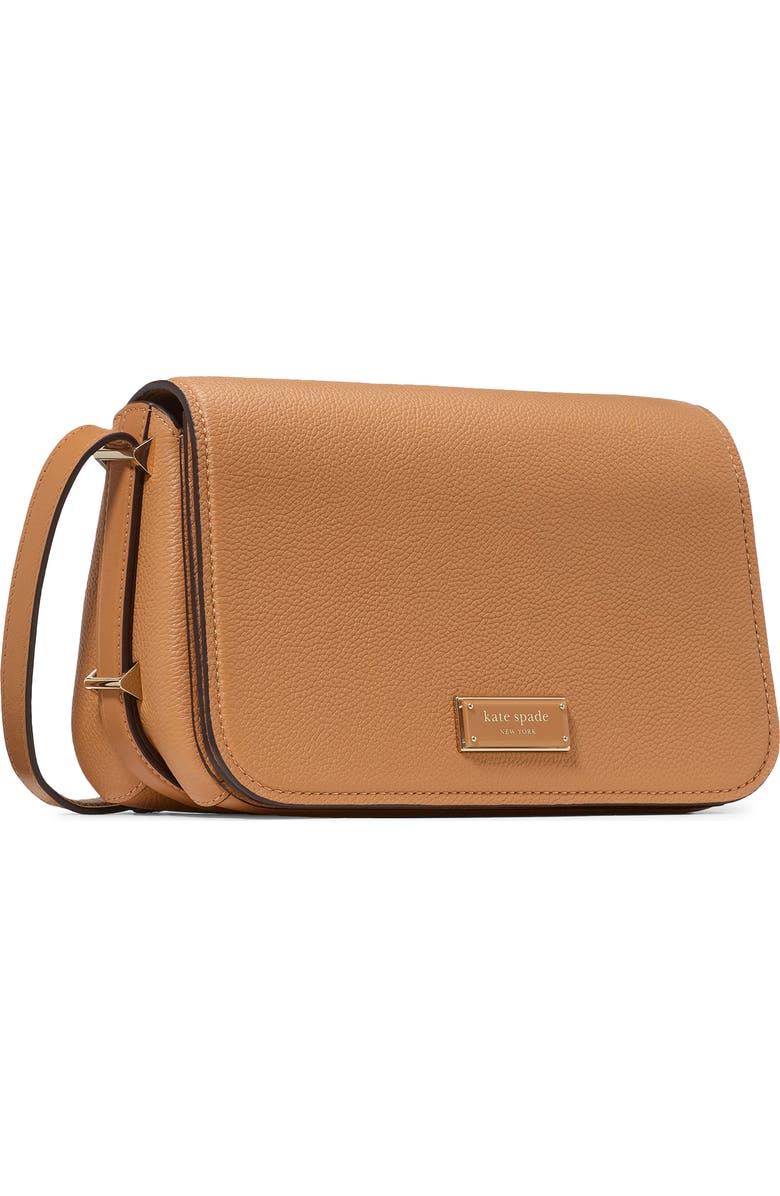 Kate Spade New York small liv pebble leather flap crossbody bag, Alternate, color, Biscotti