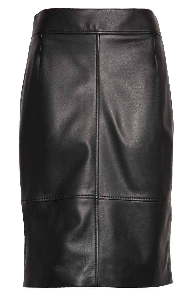 BOSS Selrita Leather Pencil Skirt, Alternate, color, Black