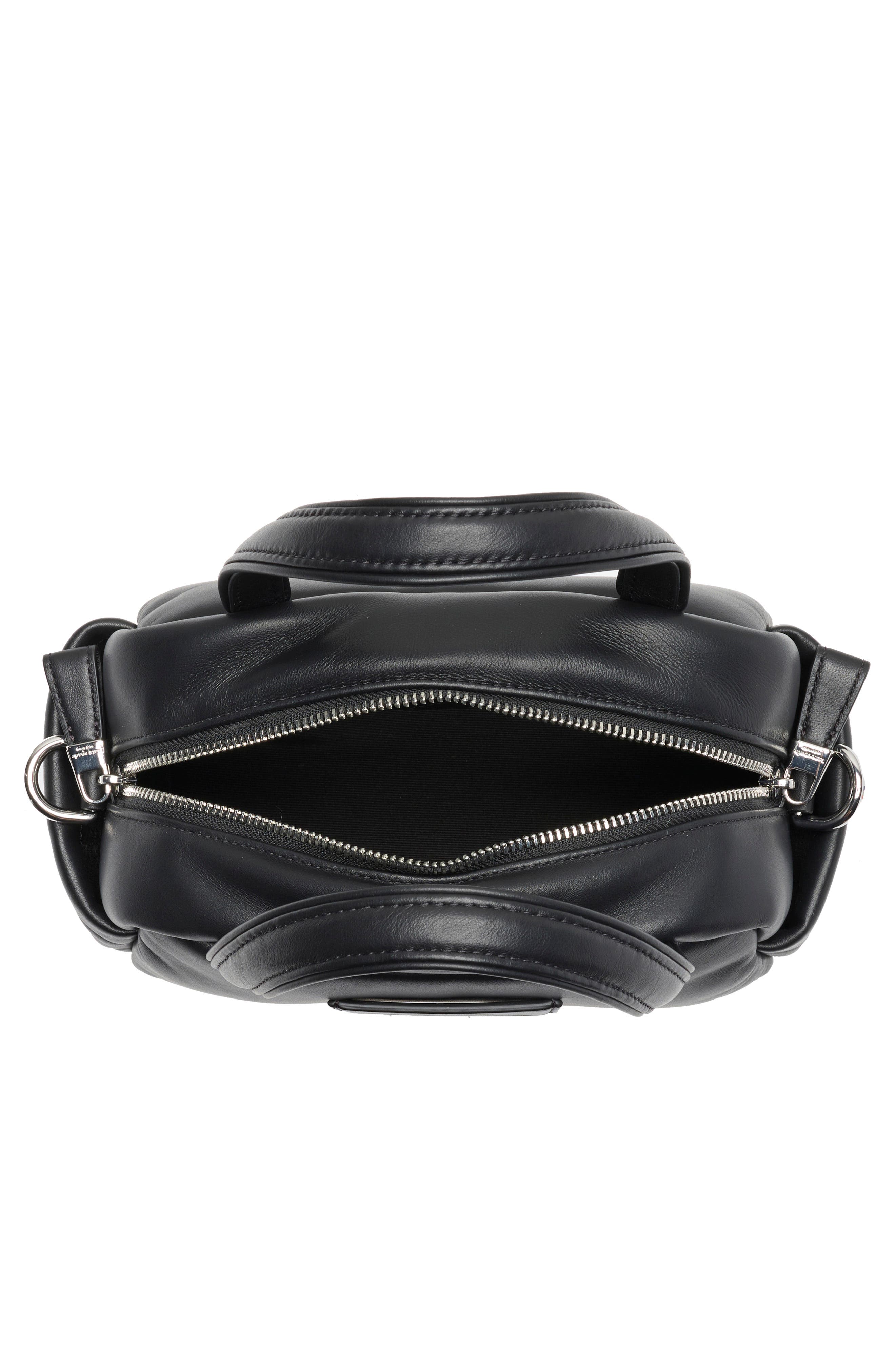 Kate Spade New York puffed leather satchel bag, Alternate, color, Black