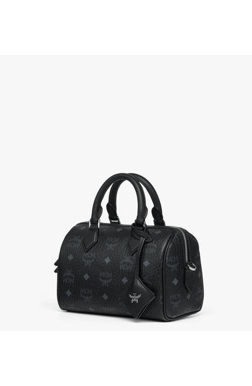 Mcm Ella Boston Bag In Visetos In Black