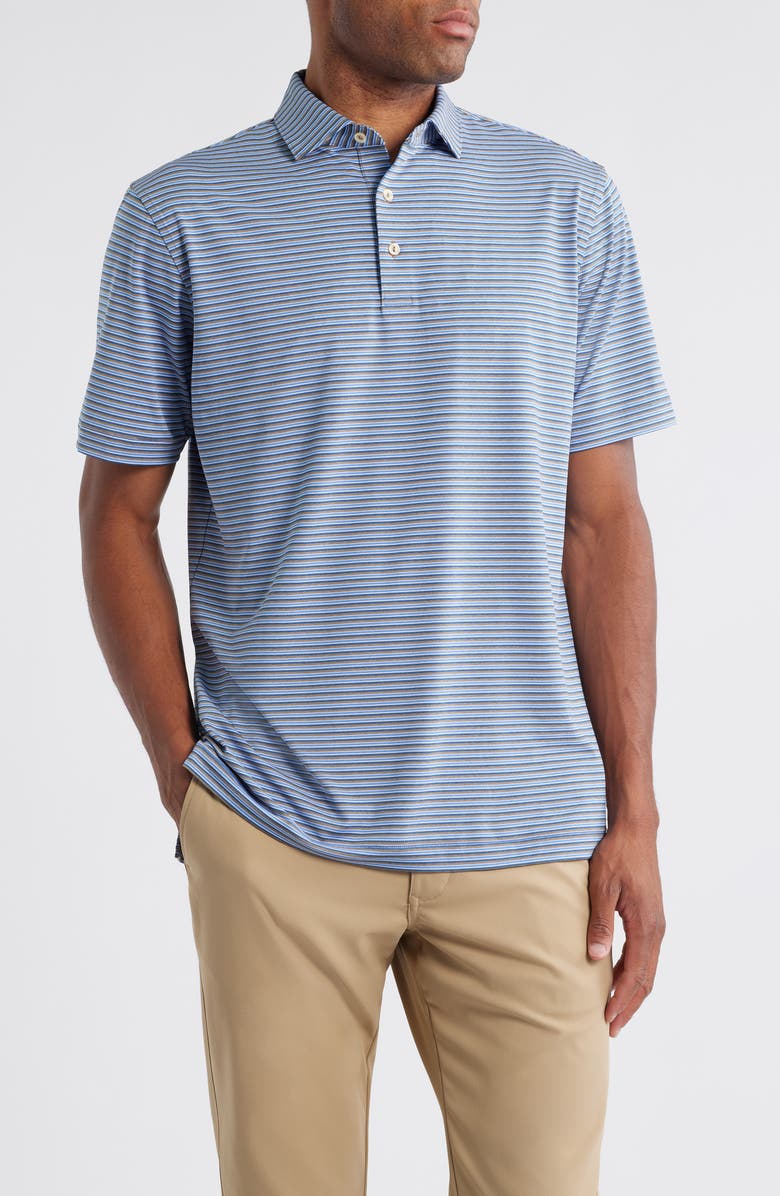 Peter Millar Lenway Stripe Performance Jersey Polo, Main, color, Poplar Brown