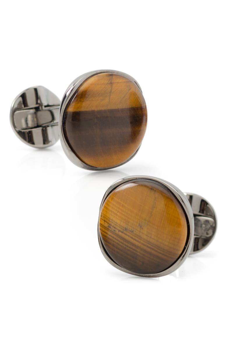 Cufflinks, Inc. Tiger's Eye Cuff Links, Main, color, Brown