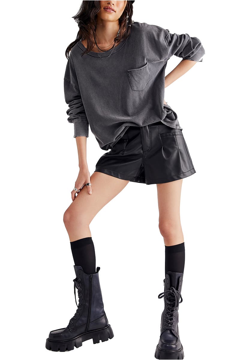 Free People Fade Into You Knit Top, Alternate, color, Washed Black