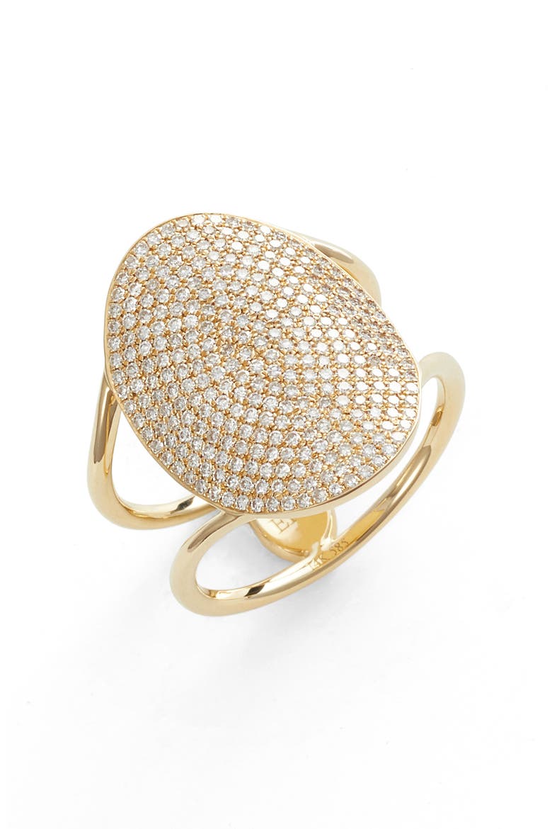 Jumbo Oval Pavé Diamond Ring, Main, color, YELLOW GOLD