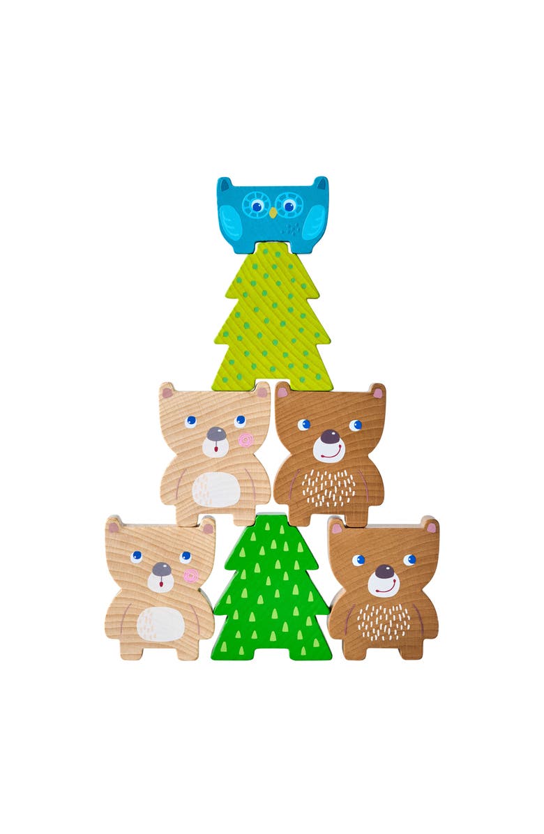 HABA Forest Friends Chunky Wooden Stacking Toy, Main, color, Green Multi