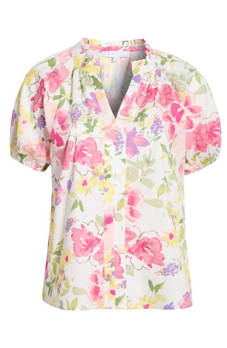 SUGARLIPS Leonie Floral Lena Split Neck Top, Alternate, color, Blush-Yellow