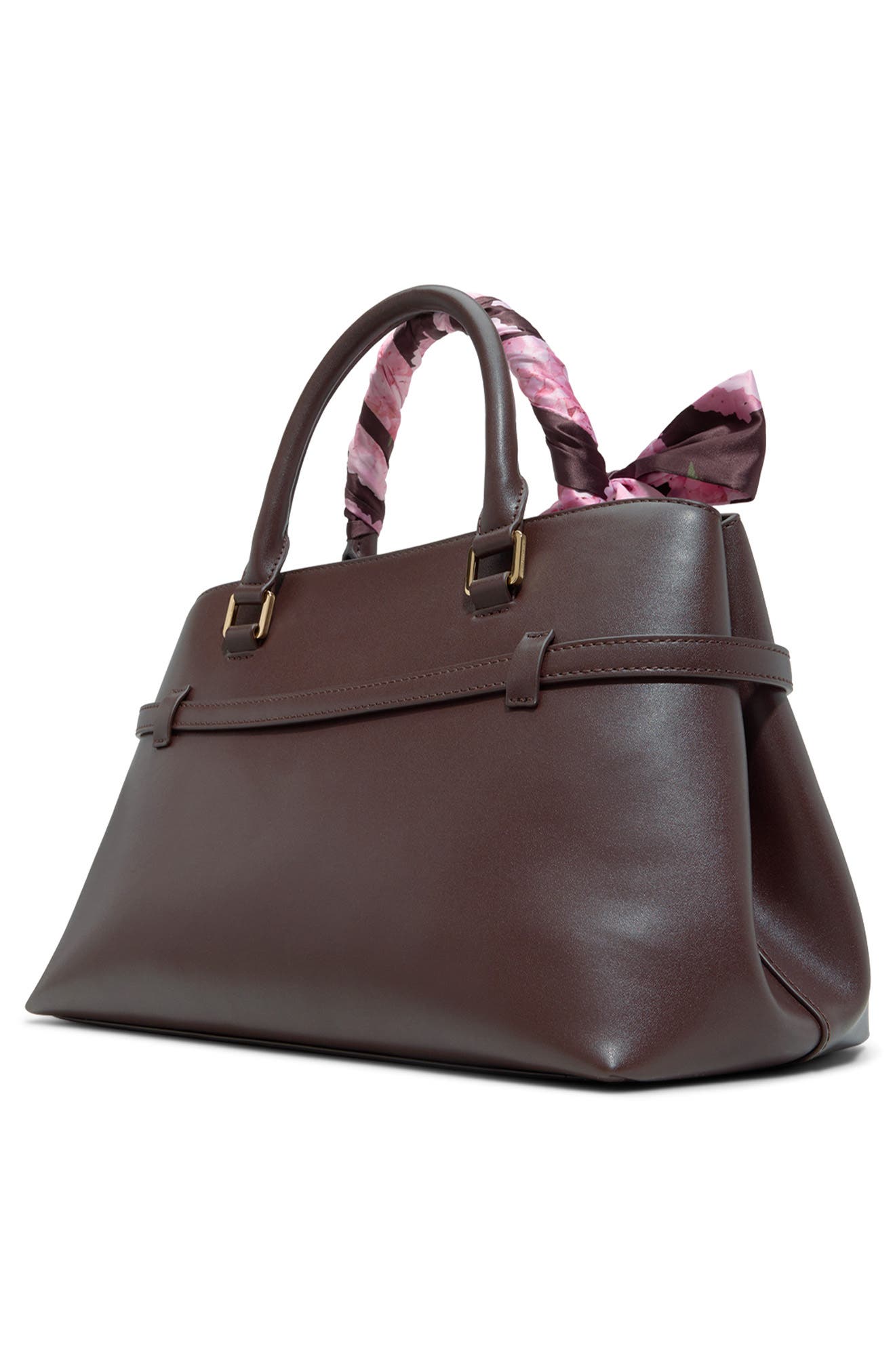 Cameron Scarf Wrapped Handheld Bag, Alternate, color, ESPRESSO SYNTHETIC SMOOTH