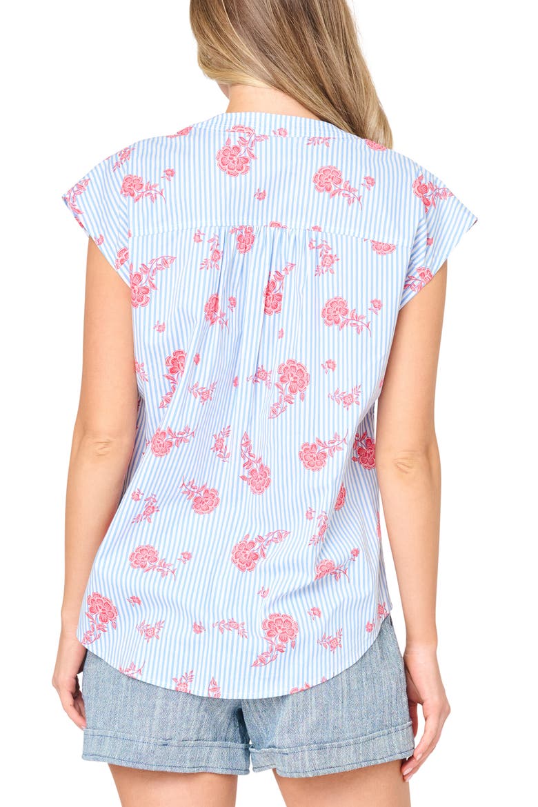 Cap Sleeve Stretch Cotton Top, Alternate, color, NAUTICAL ROSE STRIPE