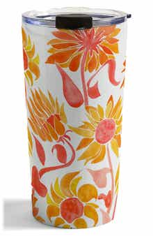 Deny Designs Sunflower Watercolor Fiery Palette by Cat Coquillette Stainless Steel Travel Mug