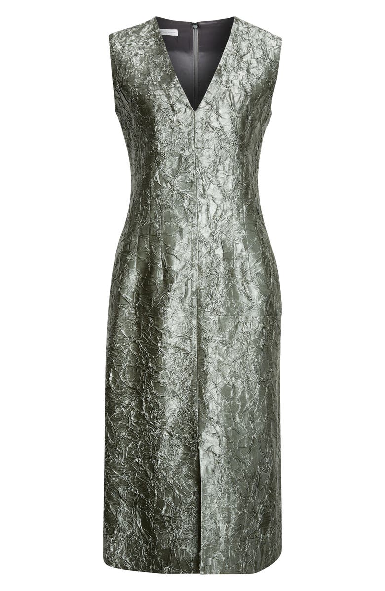 Dries Van Noten Plissé Crushed Jacquard A-Line Dress, Alternate, color, Green