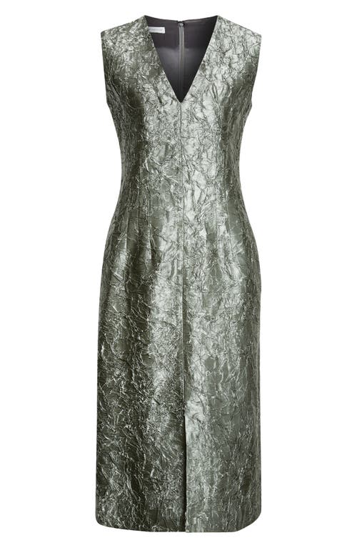 Shop Dries Van Noten Plissé Crushed Jacquard A-line Dress In Green