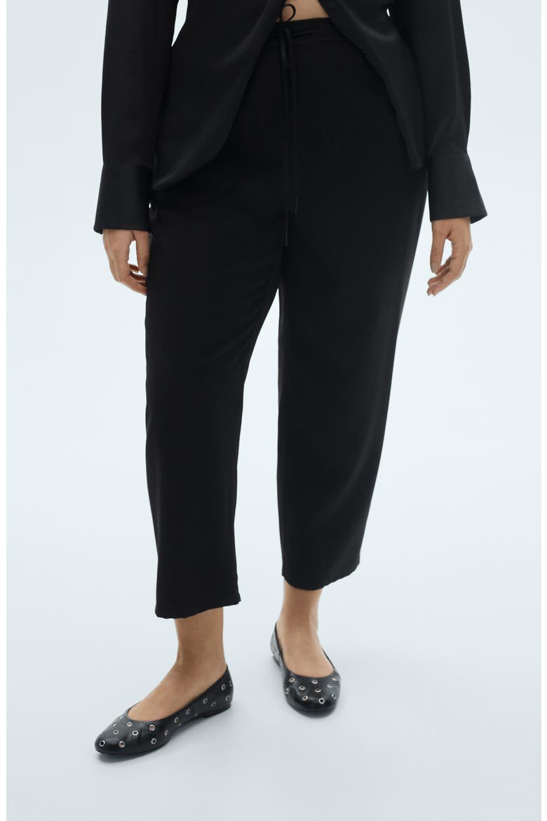 Elastic Waist Flowy Pants, Alternate, color, BLACK
