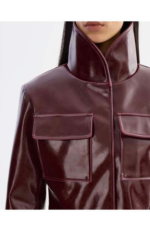 Lamarque Hedda Cropped Faux Leather Jacket In Burgundy