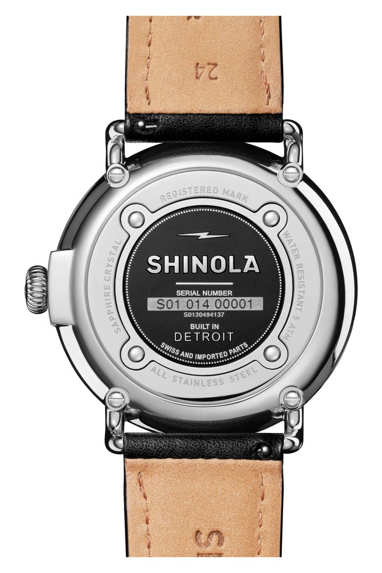 Runwell Sub Second Leather Strap Watch, 47mm, Alternate, color, COOL GRAY
