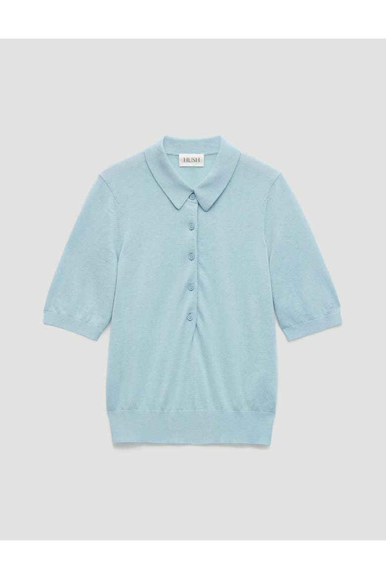 Fine Knit Short Sleeve Polo Top, Alternate, color, Cornflower Blue