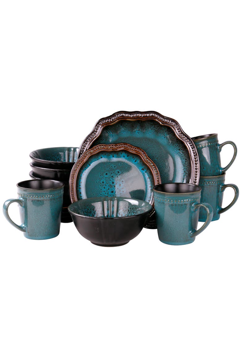 Mystic Waves 16 Piece Dinnerware Set, Main, color, Red
