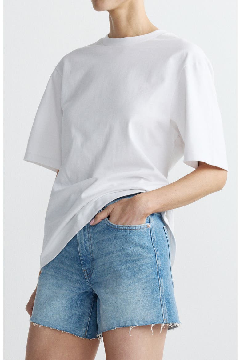 Cotton Jersey Peplum Girlfriend T-Shirt, Alternate, color, WHITE