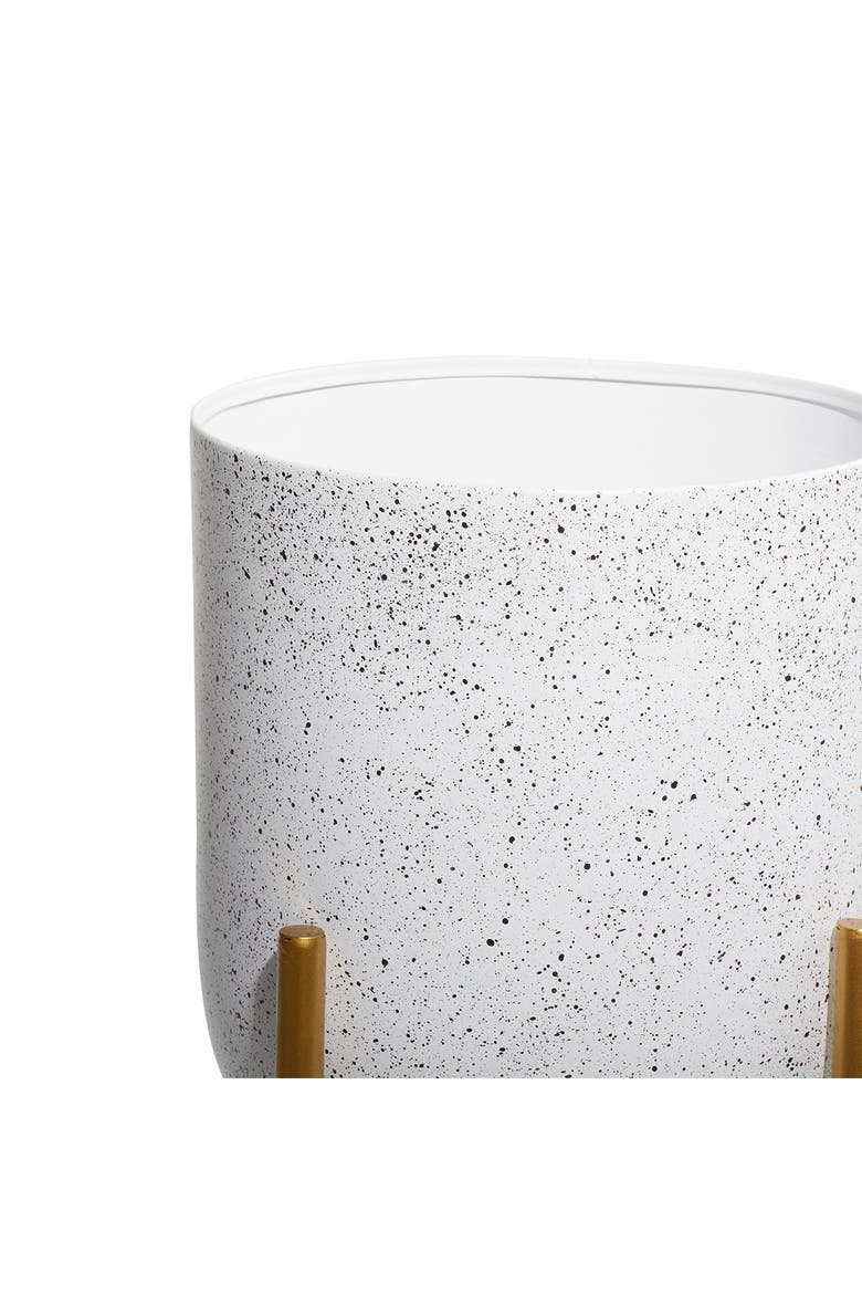 White Metal Contemporary Round Planter - Set of 2, Alternate, color, WHITE
