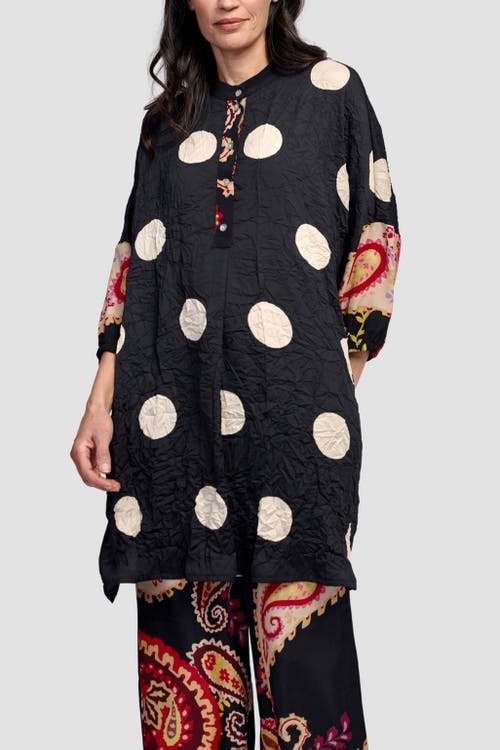 ALEMBIKA ALEMBIKA POLKA DOTS MIXED PRINT TUNIC WITH MANDARIN COLLAR