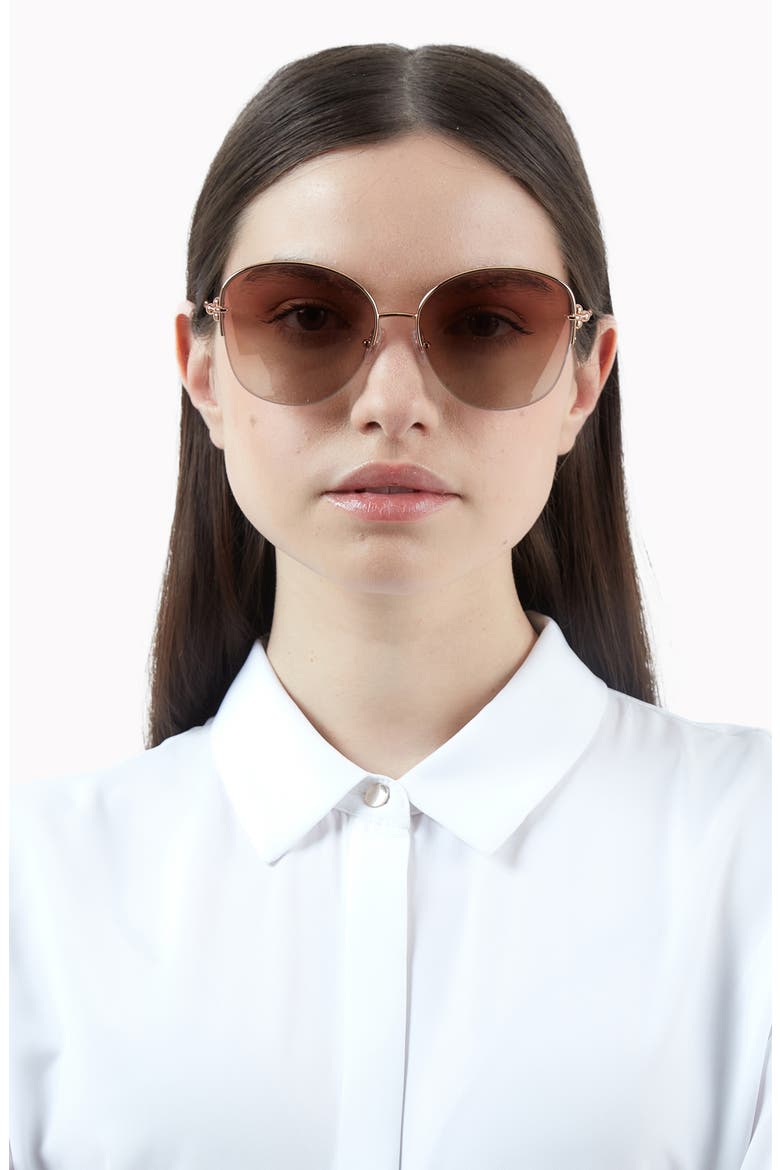 58mm Semirimless Round Sunglasses, Alternate, color, RUBEDO/ GREY MIRROR ROSE GOLD