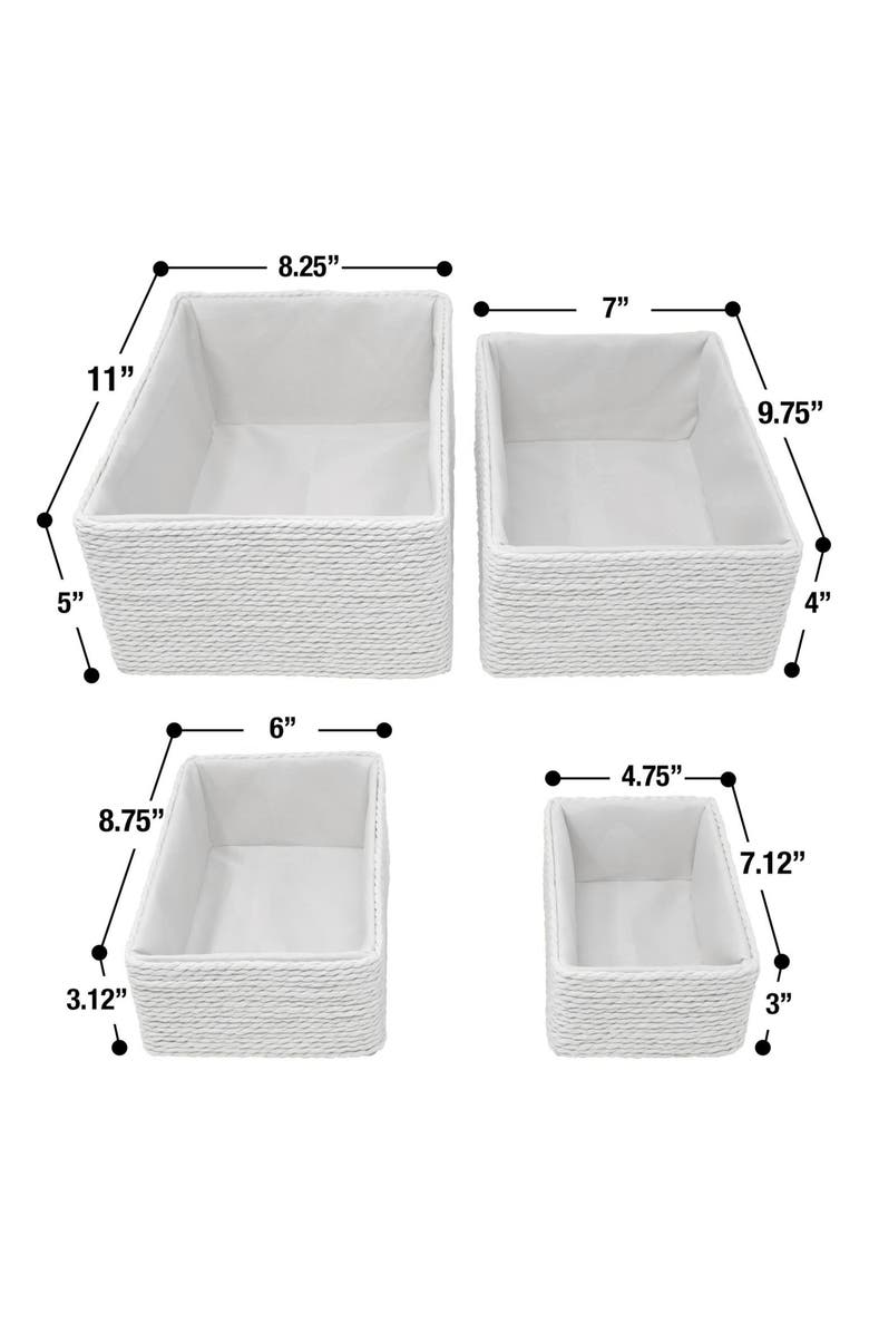 SORBUS Set of 4 Woven Rope Baskets, Alternate, color, White