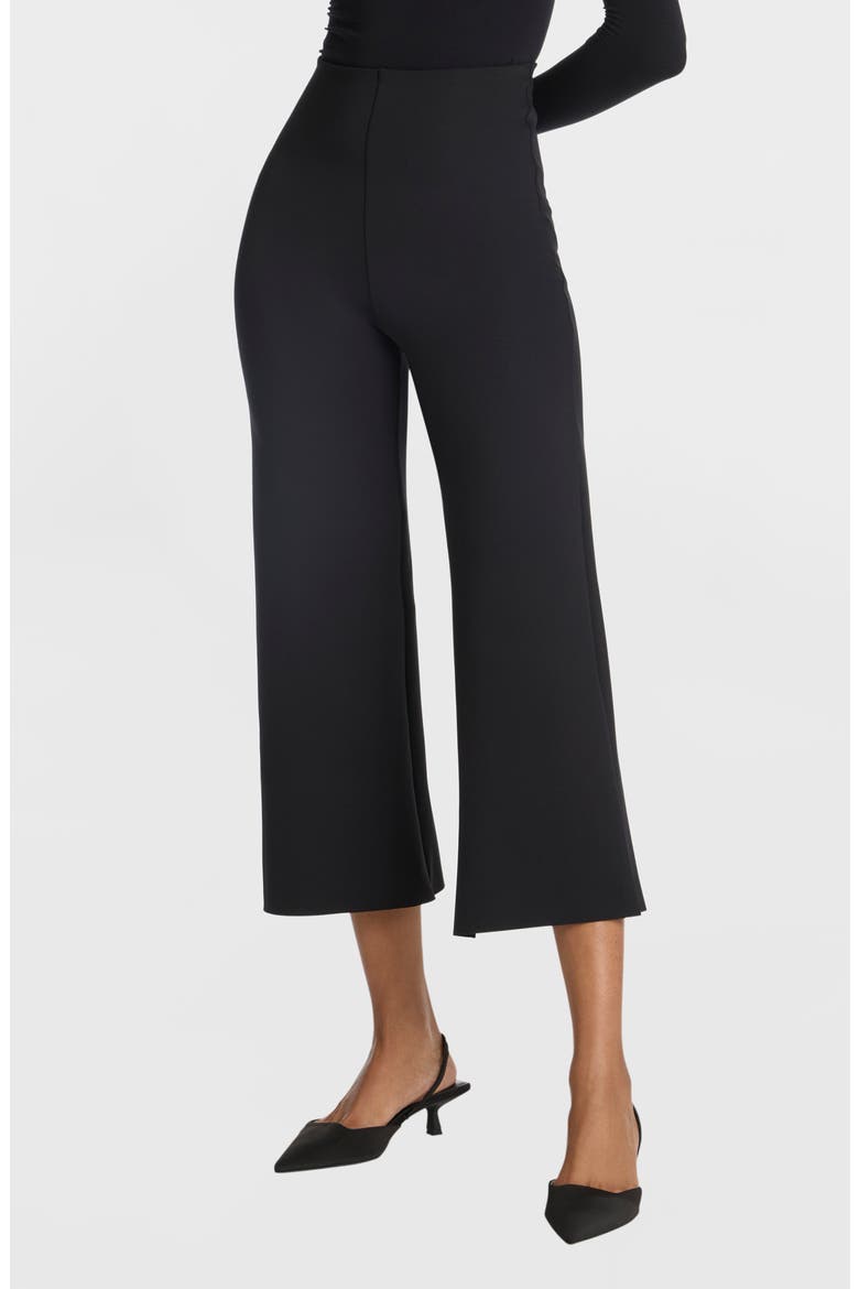 Neoprene Crop Wide Leg Pants, Main, color, BLACK