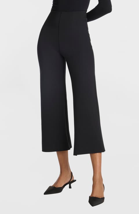 Neoprene Crop Wide Leg Pants
